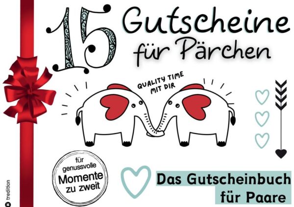 Ein Geschenkheft mit 15 besonderen Gutscheinen für genussvolle Momente zu zweit. Die perfekte Geschenkidee für Pärchen: Ein Gutscheinbuch für gemeinsame Erlebnisse mit dem Partner, denn Zeit schenken ist unbezahlbar. Versüßen Sie sich das Leben mit einfachen Aktivitäten zu Hause oder in der Umgebung. Dieses Gutscheinheft macht es Ihnen leicht, gemeinsame Zeit zu verschenken. + 15 Gutscheine, trendig gestaltet und sofort einsatzbereit (drei Aktivitäten kommen 2x vor) + Gutschein auswählen, ausschneiden, mit Namen und Datum versehen und deiner Partnerin / deinem Partner verschenken + Ideal zum Verschenken zum Geburtstag, Weihnachten, Neujahr, Valentinstag, Jahrestag oder ganz einfach das gesamte Gutscheinbuch verschenken Die Aktivitäten umfassen zum Beispiel ein gemeinsamer Filmabend, Brunchen im Cafe, Frühstück im Bett, Spazierengehen, ein Stadtbummel, ein Überraschungsauflug, sowie Wellness zu Hause. Diese Ideen eignen sich perfekt für eine günstige und unkomplizierte gemeinsame Freizeitgestaltung. Damit stehen Ihnen viele Möglichkeiten für einen gelungenen Date-Night oder gemeinsame Unternehmungen zur Verfügung. + Eine kreative Lösung, gemeinsame Zeit und Erlebnisse zu verschenken + Geschenkideen stets griffbereit, große Vorfreude und bleibende Erinnerungen + Die bunten Gutscheine sind spielerisch gestaltet und sorgen für gute Laune Mit Hilfe von den Gutscheinen können Wünsche und Ideen wahr werden. Deine Liebste jederzeit mit einem süßen Gutschein für gemeinsame Erlebnisse überraschen. Weitere Gutscheinhefte erhältlich: Familie, Single mit Haustier, Freunde