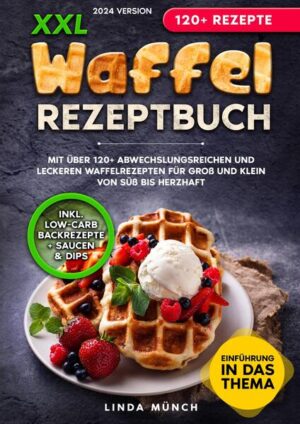 Dieses Waffel-Rezeptbuch ist voll von köstlichen, leicht zuzubereitenden Rezepten! Mit über 120+ Rezepten zur Auswahl, finden Sie in diesem Kochbuch bestimmt das, wonach Sie suchen... Selbstgebackene Waffeln haben etwas ganz Besonderes an sich. Ihr goldbraunes, knuspriges Äußeres weicht einem weichen, luftigen Kern und macht jeden Bissen zu einem köstlichen Erlebnis. Die Hauptzutaten - Buttermilch und geschmolzene Butter - tragen zu ihrem reichen Geschmack und ihrer zarten Textur bei. Die Zubereitung ist ein Vergnügen, ob an einem faulen Sonntagmorgen oder an einem arbeitsreichen Wochentag. Waffeln eignen sich für jedes Küchenniveau und werden mit Sicherheit zu einem beliebten Teil Ihrer Frühstücksroutine. Was ist eine Waffel? Waffeln werden aus einem Teig hergestellt, der aus Eiern, Milch, Zucker und geschmolzener Butter besteht. Sie werden traditionell in einem Waffeleisen zwischen zwei speziell geformten Eisenplatten gebacken, die der Waffel ihr charakteristisches wabenförmiges Aussehen verleihen. Eine perfekte Waffel hat eine knusprige, goldbraune Außenseite und ein leichtes und luftiges Inneres. Dies ist darauf zurückzuführen, dass die Waffel auf beiden Seiten gleichzeitig gebacken wird, d. h. auf der Ober- und der Unterseite. Während die Außenseite der Waffel bräunt und knusprig wird, wird die Luft im Teig im Inneren der Waffel eingeschlossen, was zu der luftigen inneren Textur führt. Die Zutaten Wenn Sie die einzelnen Zutaten und ihre Rolle in selbstgemachten Waffeln verstehen, können Sie Ihr Kocherlebnis verbessern. Im Folgenden finden Sie eine Aufschlüsselung der Hauptbestandteile und einige praktische Ersatzzutaten für unterschiedliche Ernährungsbedürfnisse und Vorratskammern. •Mehl: Die Basis für die Struktur. Für eine gesündere Variante kann die Hälfte der Menge Weizenvollkornmehl verwendet werden. Bei Bedarf kann eine glutenfreie Mehlmischung Tasse für Tasse verwendet werden. •Zucker: Verleiht dem Teig einen Hauch von Süße. Kann nach Belieben reduziert werden. •Backpulver: Lockert die Waffeln auf und macht sie fluffig. •Buttermilch: Macht die Waffeln reichhaltiger und schmackhafter. Falls nicht vorhanden, kann sie durch eine Mischung aus Milch und Essig/Zitronensaft ersetzt werden. •Eier: Bieten Struktur und Fülle. Je nach Bedarf können Leineneier oder ein handelsüblicher Ei-Ersatz verwendet werden. •Geschmolzene Butter: Sorgt für den vollen Geschmack und die knusprige Konsistenz der Waffeln. Kann durch ein neutrales Öl ersetzt werden. Die Verwendung von Ersatzstoffen kann den endgültigen Geschmack und die Textur beeinflussen. (mehr Informationen finden Sie im Buch)