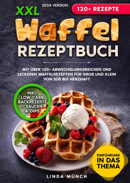 Dieses Waffel-Rezeptbuch ist voll von köstlichen, leicht zuzubereitenden Rezepten! Mit über 120+ Rezepten zur Auswahl, finden Sie in diesem Kochbuch bestimmt das, wonach Sie suchen... Selbstgebackene Waffeln haben etwas ganz Besonderes an sich. Ihr goldbraunes, knuspriges Äußeres weicht einem weichen, luftigen Kern und macht jeden Bissen zu einem köstlichen Erlebnis. Die Hauptzutaten - Buttermilch und geschmolzene Butter - tragen zu ihrem reichen Geschmack und ihrer zarten Textur bei. Die Zubereitung ist ein Vergnügen, ob an einem faulen Sonntagmorgen oder an einem arbeitsreichen Wochentag. Waffeln eignen sich für jedes Küchenniveau und werden mit Sicherheit zu einem beliebten Teil Ihrer Frühstücksroutine. Was ist eine Waffel? Waffeln werden aus einem Teig hergestellt, der aus Eiern, Milch, Zucker und geschmolzener Butter besteht. Sie werden traditionell in einem Waffeleisen zwischen zwei speziell geformten Eisenplatten gebacken, die der Waffel ihr charakteristisches wabenförmiges Aussehen verleihen. Eine perfekte Waffel hat eine knusprige, goldbraune Außenseite und ein leichtes und luftiges Inneres. Dies ist darauf zurückzuführen, dass die Waffel auf beiden Seiten gleichzeitig gebacken wird, d. h. auf der Ober- und der Unterseite. Während die Außenseite der Waffel bräunt und knusprig wird, wird die Luft im Teig im Inneren der Waffel eingeschlossen, was zu der luftigen inneren Textur führt. Die Zutaten Wenn Sie die einzelnen Zutaten und ihre Rolle in selbstgemachten Waffeln verstehen, können Sie Ihr Kocherlebnis verbessern. Im Folgenden finden Sie eine Aufschlüsselung der Hauptbestandteile und einige praktische Ersatzzutaten für unterschiedliche Ernährungsbedürfnisse und Vorratskammern. •Mehl: Die Basis für die Struktur. Für eine gesündere Variante kann die Hälfte der Menge Weizenvollkornmehl verwendet werden. Bei Bedarf kann eine glutenfreie Mehlmischung Tasse für Tasse verwendet werden. •Zucker: Verleiht dem Teig einen Hauch von Süße. Kann nach Belieben reduziert werden. •Backpulver: Lockert die Waffeln auf und macht sie fluffig. •Buttermilch: Macht die Waffeln reichhaltiger und schmackhafter. Falls nicht vorhanden, kann sie durch eine Mischung aus Milch und Essig/Zitronensaft ersetzt werden. •Eier: Bieten Struktur und Fülle. Je nach Bedarf können Leineneier oder ein handelsüblicher Ei-Ersatz verwendet werden. •Geschmolzene Butter: Sorgt für den vollen Geschmack und die knusprige Konsistenz der Waffeln. Kann durch ein neutrales Öl ersetzt werden. Die Verwendung von Ersatzstoffen kann den endgültigen Geschmack und die Textur beeinflussen. (mehr Informationen finden Sie im Buch)