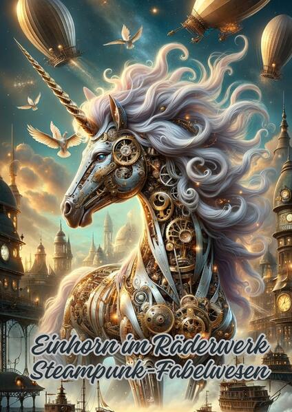 "Einhorn im Räderwerk: Steampunk- Fabelwesen" ist ein Malbuch, das den Charme von Einhörnern mit dem industriellen Flair des Steampunks kombiniert. Die Leser werden eingeladen, sich in eine Welt zu vertiefen, in der diese mystischen Kreaturen inmitten von Zahnrädern und Dampfmaschinen agieren. Jede Seite dieses Buches präsentiert eine einzigartige Darstellung von Einhörnern, verflochten mit mechanischen Elementen, die der Fantasie keine Grenzen setzen.