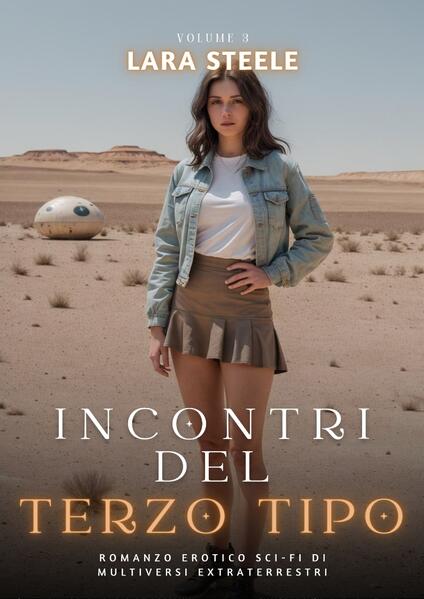 "Incontri del Terzo Tipo", il terzo volume di una trilogia travolgente e avvincente, ci trascina ancora una volta in un viaggio attraverso mondi alternativi e incontri extraterrestri che fanno vibrare i sensi. Lara Steele ci guida con maestria attraverso un intreccio di passioni terrene e misteri intergalattici, creando un'esperienza letteraria unica nel suo genere. Nel romanzo erotico sci-fi di multiversi extraterrestri, "Incontri del Terzo Tipo", ritroviamo Galadriel e Vyker alle prese con nuove sfide e pericoli, mentre cercano di proteggere i flussi multiversali da forze oscure. Tra passioni proibite e segreti celati nell'oscurità dei mondi sconosciuti, Lara Steele ci regala un'avventura avvincente che spinge i confini dell'immaginazione e del desiderio. Con una prosa coinvolgente e una trama avvincente, "Incontri del Terzo Tipo" è un'avventura che cattura l'immaginazione e il cuore, lasciando il lettore desideroso di esplorare ogni angolo dell'universo creato da Steele. Un finale epico per una trilogia indimenticabile che unisce l'erotismo e la fantascienza in un'unica, irresistibile combinazione.