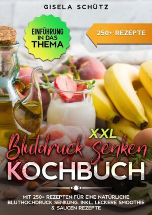 Dieses Blutdruck-Kochbuch ist voll von köstlichen, leicht zuzubereitenden Rezepten! Mit über 250+ Rezepten zur Auswahl, finden Sie in diesem Kochbuch bestimmt das, wonach Sie suchen... Eine herzgesunde Ernährung… …kann dazu beitragen, Ihren Blutdruck zu senken. Der Verzehr von Lebensmitteln mit Nährstoffen wie Kalium und Magnesium kann besonders hilfreich sein. Hypertonie oder Bluthochdruck ist der häufigste vermeidbare Risikofaktor für Herzkrankheiten. Mehr als 1 Milliarde Menschen auf der Welt haben Bluthochdruck. Er ist definiert als systolischer Blutdruck (SBP) von 130 mm Hg oder mehr, diastolischer Blutdruck (DBP) von mehr als 80 mm Hg oder beides. Änderungen des Lebensstils und der Ernährung können ebenfalls dazu beitragen, den Blutdruck zu senken und das Risiko einer Herzerkrankung zu verringern. Der Verzehr bestimmter Lebensmittel, insbesondere kalium- und magnesiumhaltiger, kann zur Senkung des Blutdrucks beitragen Was versteht man unter Blutdruck? Der Blutdruck ist ein Maß für die Kraft, mit der das Blut beim Pumpen des Herzens auf die Wände der Blutgefäße drückt. Er wird in Millimeter Quecksilber (mm Hg) gemessen. Der systolische Blutdruck ist die höchste Zahl in einer Messung. Er misst den Druck, der auf die Blutgefäße ausgeübt wird, wenn das Herz das Blut in den Körper presst. Der diastolische Blutdruck ist die untere Zahl eines Messwerts. Er misst den Druck auf die Blutgefäße zwischen den Herzschlägen, während sich das Herz mit Blut füllt, das aus dem Körper zurückfließt. Es ist wichtig, seinen Blutdruck zu kontrollieren. Hypotonie, also ein zu niedriger Blutdruck, kann ernsthafte Symptome wie Schwindel oder Ohnmacht hervorrufen. Ein sehr niedriger Blutdruck kann die Organe schädigen, indem er ihnen Blutfluss und Sauerstoff entzieht. Hypertonie oder ein zu hoher Blutdruck kann das Risiko für folgende Krankheiten erhöhen •Herzkrankheiten •Sehschwäche •Schlaganfall Wirksame Methoden zur Senkung Ihres Blutdrucks 1. Bewegen Sie sich ausreichend Sowohl Ausdauer- als auch Widerstandsübungen können dazu beitragen, den Blutdruck zu senken, und dass der Blutdruck nach dem Sport noch bis zu 24 Stunden lang niedriger sein kann. Regelmäßige Bewegung bedeutet, dass Sie Ihre Herz- und Atemfrequenz regelmäßig erhöhen. Mit der Zeit wird Ihr Herz stärker und pumpt mit weniger Anstrengung. Dadurch wird der Druck auf die Arterien verringert und der Blutdruck gesenkt. Tipps zur Steigerung Ihres Aktivitätsniveaus sind unter anderem: •die Treppe benutzen •zu Fuß gehen statt Auto fahren •Erledigung von Hausarbeiten •Gartenarbeit •eine Radtour machen •einen Mannschaftssport ausüben 2. Das Gewicht in den Griff bekommen Zusätzliches Körpergewicht belastet das Herz und das kardiovaskuläre System. Dadurch kann sich der Blutdruck erhöhen. Wenn Ihr Body-Mass-Index (BMI) 25 oder mehr beträgt, kann eine Gewichtsabnahme dazu beitragen, Ihren Blutdruck zu senken. Das kann auch das Risiko für andere Gesundheitsprobleme senken. Die drei wichtigsten Maßnahmen dazu sind: •sich mehr bewegen •weniger essen •gesund essen 3. Reduzieren Sie Zucker und raffinierte Kohlenhydrate Die Einschränkung von Zucker und raffinierten Kohlenhydraten kann Ihnen helfen, Gewicht zu verlieren und Ihren Blutdruck zu senken. (mehr Informationen finden Sie im Buch)