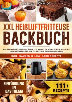 Dieses Heißluftfritteuse-Backbuch ist voll von köstlichen, leicht zuzubereitenden Rezepten! Mit über 111+ Rezepten zur Auswahl, finden Sie in diesem Kochbuch bestimmt das, wonach Sie suchen... Die Funktionsweise von Heißluftfritteusen ist einfach zu verstehen. Heiße Luft zirkuliert die von Ihnen eingelegten Lebensmittel. Wie bei jedem anderen Kochvorgang sorgt eine chemische Reaktion, der so genannte Maillard-Effekt, für das farbige Aussehen und den Geschmack der Lebensmittel. Die erhitzte Luft in der Fritteuse enthält feine Öltröpfchen, die den Lebensmitteln die Feuchtigkeit entziehen. Interessanterweise müssen Sie für einen erfolgreichen Garprozess keine große Menge Öl einfüllen. Sie können nur einen Esslöffel verwenden und erhalten knusprige, traditionell frittierte Lebensmittel, die köstlich schmecken. Das Ergebnis ist ein Gericht, das keine ungesunden Fette und Kalorien enthält. Was man in einer Heißluftfritteuse backen kann und was nicht Was Sie backen können Kekse Wie oben erläutert, zirkuliert die heiße Luft in einer Heißluftfritteuse schneller - das bedeutet, dass es nur 5 Minuten dauern kann, eine kleine Menge Kekse zu backen. Achten Sie darauf, den Korb der Fritteuse mit Butter oder Kochspray zu bestreichen, damit die Kekse nicht kleben bleiben. Sie können den Boden auch mit Folie oder Backpapier auslegen. Abgesehen von geringfügigen Anpassungen bei der Backzeit und der Temperatur, ist das Backen von Plätzchen in einer Heißluftfritteuse so ziemlich dasselbe wie im Backofen. Halten Sie sich von Belägen fern, die schmelzen könnten, da sie verbrannt werden könnten. Kuchen, Muffins und Brote Diese Teige sind relativ dicht und gehören zu den unkompliziertesten Backwaren, die Sie herstellen können. Da die Oberfläche solcher Teige in engen Kontakt mit dem Heizelement der Heißluftfritteuse kommt, erhalten sie beim Backen in der Heißluftfritteuse eine leicht karamellisierte, knusprige Oberfläche. Der Kern bleibt jedoch weich und flauschig, genau wie im Backofen. Zimtschnecken Zimtschnecken sind überraschenderweise eines der besten Gerichte, die man in der Fritteuse backen kann. Achten Sie nur darauf, dass Sie es richtig machen - schneiden Sie sie in kleinere Stücke, und backen Sie nicht zu viele auf einmal. Wenn Sie gefrorenen Zimtrollenteig verwenden, brauchen Sie nur etwa 9 bis 11 Minuten, um sie perfekt zu backen. Doughnuts Doughnuts werden auf herkömmliche Weise durch Frittieren zubereitet. Neben der großen Menge an Zucker, mit der sie bestrichen werden, ist es auch das zusätzliche Öl, das uns davon abhält, zu viele von ihnen zu essen. Aber was wäre, wenn wir Ihnen sagen würden, dass Sie mit einer Heißluftfritteuse ebenso köstliche Leckereien ohne all das zusätzliche Fett und die Kalorien zubereiten können? Wenn Sie die Zeit und die Temperatur anpassen und darauf achten, dass zwischen den einzelnen Doughnuts genügend Platz ist, können Sie zu Hause gesündere Doughnuts backen. (mehr Informationen finden Sie im Buch)