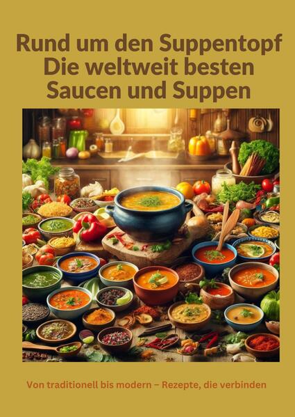 Rund um den Suppentopf: Die weltweit besten Saucen und Suppen - Eine globale Rezeptsammlung für traditionelle und moderne Küche" ist mehr als nur ein Kochbuch. Es ist eine Einladung, die Welt durch ihre Geschmäcker zu entdecken und die Kunst des Kochens zu zelebrieren. Dieses Buch führt Sie auf eine kulinarische Reise, die von den tiefen Aromen traditioneller Suppen bis hin zu den innovativen Nuancen moderner Saucen reicht. Entdecken Sie eine sorgfältig kuratierte Sammlung von Rezepten, die die kulinarische Vielfalt und den Reichtum verschiedener Kulturen einfängt. Jedes Rezept ist nicht nur eine Anleitung zum Kochen, sondern auch ein Fenster in die Kultur, aus der es stammt. Von der wärmenden Thai-Currysuppe bis zur raffinierten französischen Béchamelsauce, dieses Buch bietet etwas für jeden Geschmack. Neben den Rezepten bietet das Buch auch Geschichten und Hintergrundinformationen zu den Gerichten, Tipps zur Zubereitung und Vorschläge zur Anpassung an lokale Zutaten. Egal, ob Sie ein erfahrener Koch oder ein neugieriger Anfänger sind, dieses Buch wird Ihre Kochkünste bereichern und Ihren kulinarischen Horizont erweitern. Machen Sie sich bereit, Ihre Küche in einen Schmelztiegel globaler Aromen zu verwandeln und die verbindende Kraft des Essens zu erleben. "Rund um den Suppentopf" ist mehr als ein Kochbuch - es ist eine Ode an die universelle Sprache des Geschmacks.