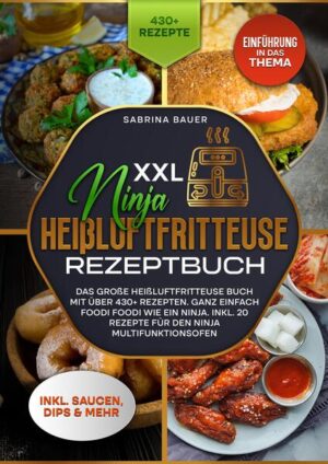 Dieses Heißluftfritteuse-Kochbuch ist voll von köstlichen, leicht zuzubereitenden Rezepten! Mit über 430+ Rezepten zur Auswahl, finden Sie in diesem Kochbuch bestimmt das, wonach Sie suchen... Was versteht man unter einer Heißtluftfritteuse? Die Funktionsweise von Heißluftfritteusen ist einfach zu verstehen. Heiße Luft zirkuliert die von Ihnen eingelegten Lebensmittel. Wie bei jedem anderen Kochvorgang sorgt eine chemische Reaktion, der so genannte Maillard-Effekt, für das farbige Aussehen und den Geschmack der Lebensmittel. Die erhitzte Luft in der Fritteuse enthält feine Öltröpfchen, die den Lebensmitteln die Feuchtigkeit entziehen. Interessanterweise müssen Sie für einen erfolgreichen Garprozess keine große Menge Öl einfüllen. Sie können nur einen Esslöffel verwenden und erhalten knusprige, traditionell frittierte Lebensmittel, die köstlich schmecken. Das Ergebnis ist ein Gericht, das keine ungesunden Fette und Kalorien enthält. Die Funktionen der Ninja Heißluftfritteuse Die Ninja Foodi 2-Korb-Luftfritteuse hat zwei Garkörbe. Sie können die Lebensmittel in zwei Körbe aufteilen und mit der gleichen Temperatur und Garzeit garen. Wenn Sie zwei verschiedene Lebensmittel in zwei Körben garen möchten, stellen Sie für beide Lebensmittel unterschiedliche Temperaturen und Garzeiten ein. Genießen Sie zwei Mahlzeiten zur gleichen Zeit. Die Ninja Foodi 2-Korb-Luftfritteuse hat verschiedene Tasten, die Sie kennen sollten: 1. Air-Fry (Frittieren): Dies ist der Standardmodus. Ein Großteil der aufgeführten Rezepte wird über diesen Modi zubereitet. 2. Bake (Backen): Wenn Sie Ihr Essen backen möchten, drücken Sie einfach die Taste und backen Sie Ihr Essen. 3. Reheat (Aufwärmen): Dies ist ein wichtiger und nützlicher Modus. Sie können Ihre Essensreste wieder aufwärmen. Wenn Sie ein Mittagessen zubereiten und die Reste im Kühlschrank aufbewahren, können Sie sie aufwärmen, indem Sie diesen Modus nutzen. (mehr Informationen finden Sie im Buch)