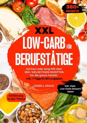 Dieses Low Carb-Kochbuch ist voll von köstlichen, leicht zuzubereitenden Rezepten! Mit über 380+ Rezepten zur Auswahl, finden Sie in diesem Kochbuch bestimmt das, wonach Sie suchen... Viele Studien haben gezeigt, dass die Low-Carb-Diät sehr effektiv bei der Gewichtsreduzierung ist. Neben der Gewichtsabnahme bietet die kohlenhydratarme Ernährung weitere gesundheitliche Vorteile, darunter die Senkung des Bluthochdrucks, die Senkung hoher Cholesterinwerte, die Verringerung des Risikos von Herz-Kreislauf-Erkrankungen, die Umkehrung von Diabetes und sogar die Vorbeugung einiger Krebsarten. Nun, lohnt es sich, auf einige Ihrer bevorzugten kohlenhydratreichen Lebensmittel wie Nudeln und Sauerteig zu verzichten? Vielleicht. Aber es ist nicht für jeden das Richtige. In diesem Buch erfährst du, was eine Low-Carb-Diät ist und wie du mit ihr beginnen kannst. Was versteht man unter Low-Carb? Eine Low-Carb-Diät bedeutet, dass Sie weniger Kohlenhydrate und einen höheren Anteil an Eiweiß und Fett essen. Dies kann auch als Keto-Diät bezeichnet werden. Allerdings führen nicht alle Low-Carb-Diäten zu einer Ketose. Jahrzehntelang wurde uns gesagt, dass Fett schädlich für unsere Gesundheit ist. In der Zwischenzeit überschwemmten fettarme "Diät"-Produkte, die oft viel Zucker enthalten, die Supermarktregale. Dies fiel mit dem Beginn der Fettleibigkeitsepidemie zusammen und war im Nachhinein betrachtet wahrscheinlich ein großer Fehler. Die Verbreitung fettarmer Produkte ist zwar kein Beweis für eine kausale Beziehung, aber es ist klar, dass die fettarme Botschaft die Zunahme der Fettleibigkeit nicht verhindert hat, und wir glauben, dass sie sogar dazu beigetragen hat. Studien legen nun nahe, dass es wenig Grund gibt, natürliche Fette zu fürchten. Bei einer kohlenhydratarmen Ernährung brauchen Sie keine Angst vor Fett zu haben. Reduzieren Sie einfach Ihren Zucker- und Stärkekonsum, achten Sie auf eine ausreichende - oder sogar hohe - Eiweißzufuhr, und Sie können genügend natürliches Fett essen, um Ihre Mahlzeiten zu genießen. Wenn Sie auf Zucker und Stärke verzichten, stabilisiert sich Ihr Blutzucker, und der Spiegel des fettspeichernden Hormons Insulin sinkt, was die Verbrennung der Fettspeicher im Körper erleichtern kann. Darüber hinaus kann die höhere Proteinzufuhr und das Vorhandensein von Ketonen (bei einer sehr kohlenhydratarmen Ernährung) zu einem stärkeren Sättigungsgefühl führen, wodurch die Nahrungsaufnahme auf natürliche Weise reduziert und die Gewichtsabnahme gefördert wird. (mehr Informationen finden Sie im Buch)