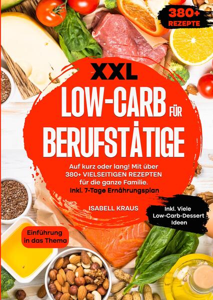 Dieses Low Carb-Kochbuch ist voll von köstlichen, leicht zuzubereitenden Rezepten! Mit über 380+ Rezepten zur Auswahl, finden Sie in diesem Kochbuch bestimmt das, wonach Sie suchen... Viele Studien haben gezeigt, dass die Low-Carb-Diät sehr effektiv bei der Gewichtsreduzierung ist. Neben der Gewichtsabnahme bietet die kohlenhydratarme Ernährung weitere gesundheitliche Vorteile, darunter die Senkung des Bluthochdrucks, die Senkung hoher Cholesterinwerte, die Verringerung des Risikos von Herz-Kreislauf-Erkrankungen, die Umkehrung von Diabetes und sogar die Vorbeugung einiger Krebsarten. Nun, lohnt es sich, auf einige Ihrer bevorzugten kohlenhydratreichen Lebensmittel wie Nudeln und Sauerteig zu verzichten? Vielleicht. Aber es ist nicht für jeden das Richtige. In diesem Buch erfährst du, was eine Low-Carb-Diät ist und wie du mit ihr beginnen kannst. Was versteht man unter Low-Carb? Eine Low-Carb-Diät bedeutet, dass Sie weniger Kohlenhydrate und einen höheren Anteil an Eiweiß und Fett essen. Dies kann auch als Keto-Diät bezeichnet werden. Allerdings führen nicht alle Low-Carb-Diäten zu einer Ketose. Jahrzehntelang wurde uns gesagt, dass Fett schädlich für unsere Gesundheit ist. In der Zwischenzeit überschwemmten fettarme "Diät"-Produkte, die oft viel Zucker enthalten, die Supermarktregale. Dies fiel mit dem Beginn der Fettleibigkeitsepidemie zusammen und war im Nachhinein betrachtet wahrscheinlich ein großer Fehler. Die Verbreitung fettarmer Produkte ist zwar kein Beweis für eine kausale Beziehung, aber es ist klar, dass die fettarme Botschaft die Zunahme der Fettleibigkeit nicht verhindert hat, und wir glauben, dass sie sogar dazu beigetragen hat. Studien legen nun nahe, dass es wenig Grund gibt, natürliche Fette zu fürchten. Bei einer kohlenhydratarmen Ernährung brauchen Sie keine Angst vor Fett zu haben. Reduzieren Sie einfach Ihren Zucker- und Stärkekonsum, achten Sie auf eine ausreichende - oder sogar hohe - Eiweißzufuhr, und Sie können genügend natürliches Fett essen, um Ihre Mahlzeiten zu genießen. Wenn Sie auf Zucker und Stärke verzichten, stabilisiert sich Ihr Blutzucker, und der Spiegel des fettspeichernden Hormons Insulin sinkt, was die Verbrennung der Fettspeicher im Körper erleichtern kann. Darüber hinaus kann die höhere Proteinzufuhr und das Vorhandensein von Ketonen (bei einer sehr kohlenhydratarmen Ernährung) zu einem stärkeren Sättigungsgefühl führen, wodurch die Nahrungsaufnahme auf natürliche Weise reduziert und die Gewichtsabnahme gefördert wird. (mehr Informationen finden Sie im Buch)