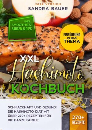 Dieses Hashimoto-Rezeptbuch ist voll von köstlichen, leicht zuzubereitenden Rezepten! Mit über 270+ Gerichten zur Auswahl, finden Sie in diesem Kochbuch bestimmt das, wonach Sie suchen... Hypothyreose ist ein Zustand, bei dem der Körper nicht genügend Schilddrüsenhormone produziert. Schilddrüsenhormone helfen, Wachstum, Zellreparatur und Stoffwechsel zu steuern. Infolgedessen können Menschen mit Hypothyreose neben vielen anderen Symptomen Müdigkeit, Haarausfall, Gewichtszunahme, Kältegefühl und Niedergeschlagenheit erleben. Eine Hypothyreose betrifft 1-2 % der Menschen weltweit und ist bei Frauen 10-mal häufiger als bei Männern. Nahrungsmittel allein können eine Hypothyreose nicht heilen. Eine Kombination aus den richtigen Nährstoffen kann jedoch helfen, die Schilddrüsenfunktion wiederherzustellen und Ihre Symptome zu minimieren. Was ist eine Hypothyreose? Die Schilddrüse ist eine kleine, schmetterlingsförmige Drüse, die in der Nähe der Basis Ihres Halses sitzt. Sie produziert und speichert Schilddrüsenhormone, die fast jede Zelle in Ihrem Körper beeinflussen. Wenn die Schilddrüse ein Signal namens schilddrüsenstimulierendes Hormon (TSH) empfängt, gibt sie Schilddrüsenhormone in den Blutkreislauf ab. Dieses Signal wird von der Hypophyse, einer kleinen Drüse an der Basis Ihres Gehirns, gesendet, wenn der Schilddrüsenhormonspiegel niedrig ist. Gelegentlich setzt die Schilddrüse keine Schilddrüsenhormone frei, auch wenn viel TSH vorhanden ist. Dies wird als primäre Hypothyreose bezeichnet und ist die häufigste Form der Hypothyreose. Ungefähr 90 % der primären Hypothyreose wird durch die Hashimoto-Thyreoiditis verursacht, eine Autoimmunerkrankung, bei der das Immunsystem fälschlicherweise die Schilddrüse angreift. Andere Ursachen für eine primäre Hypothyreose sind Jodmangel, eine genetische Störung, die Einnahme bestimmter Medikamente und eine Operation, bei der ein Teil der Schilddrüse entfernt wird. In anderen Fällen erhält die Schilddrüse nicht genug TSH. Dies geschieht, wenn die Hirnanhangdrüse nicht richtig arbeitet und wird sekundäre Hypothyreose genannt. Schilddrüsenhormone sind sehr wichtig. Sie helfen bei der Steuerung von Wachstum, Zellreparatur und Stoffwechsel - dem Prozess, bei dem Ihr Körper das, was Sie essen, in Energie umwandelt. Ihr Stoffwechsel beeinflusst Ihre Körpertemperatur und die Geschwindigkeit, mit der Sie Kalorien verbrennen. Deshalb fühlen sich Menschen mit einer Schilddrüsenunterfunktion oft kalt und müde und können leicht an Gewicht zunehmen. Die wichtigsten Nährstoffe Jod Jod ist ein essenzielles Mineral, das für die Bildung von Schilddrüsenhormonen benötigt wird. Daher besteht bei Menschen mit Jodmangel das Risiko einer Schilddrüsenunterfunktion. Wenn Sie einen Jodmangel haben, sollten Sie in Erwägung ziehen, Ihren Mahlzeiten jodiertes Speisesalz hinzuzufügen oder mehr jodhaltige Lebensmittel wie Algen, Fisch, Milchprodukte und Eier zu essen. Jodpräparate sind unnötig, da Sie genügend Jod über Ihre Ernährung aufnehmen können. Einige Studien haben außerdem gezeigt, dass eine zu hohe Zufuhr dieses Minerals die Schilddrüse schädigen kann. Selen Selen hilft, Schilddrüsenhormone zu aktivieren", damit sie vom Körper genutzt werden können. Dieses essenzielle Mineral hat auch antioxidative Eigenschaften, was bedeutet, dass es die Schilddrüse vor Schäden durch Moleküle, die als freie Radikale bezeichnet werden, schützen kann. Die Aufnahme von selenhaltigen Lebensmitteln in Ihre Ernährung ist eine gute Möglichkeit, Ihren Selengehalt zu erhöhen. Dazu gehören Paranüsse, Thunfisch, Sardinen, Eier und Hülsenfrüchte. (mehr Tipps finden Sie im Buch)