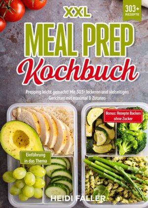 Dieses Meal-Prep-Kochbuch ist voll von köstlichen, leicht zuzubereitenden Rezepten! Mit 303+ Rezepten zur Auswahl, finden Sie in diesem Kochbuch bestimmt das, wonach Sie suchen... Unter Meal Prepping… …versteht man die Vorbereitung ganzer Mahlzeiten oder Gerichte im Voraus. Da man sich im Voraus überlegen muss, was man essen möchte, kann die Vorbereitung von Mahlzeiten langfristig zu einer nahrhafteren Mahlzeitenauswahl führen. Vorgefertigte Mahlzeiten sind besonders bei vielbeschäftigten Menschen beliebt, weil sie viel Zeit sparen können. Wenn Sie vorbereitete Mahlzeiten zur Hand haben, können Sie die Portionsgröße reduzieren und Ihre Ernährungsziele erreichen. Auf diese Weise ist die Wahrscheinlichkeit geringer, dass Sie zum Abendessen vor dem Fernseher oder zum Imbiss greifen, insbesondere wenn Sie überfordert oder erschöpft sind. Wenn Sie im Voraus planen, können Sie sich für nahrhaftere Mahlzeiten entscheiden. Entgegen der landläufigen Meinung gibt es verschiedene Möglichkeiten, Mahlzeiten vorzubereiten - nicht immer muss man einen ganzen Sonntagnachmittag damit verbringen, Gerichte für die kommende Woche zu kochen. Sie können die Methoden wählen, die für Sie am besten geeignet sind. Verschiedene Arten der Essensvorbereitung Sie denken vielleicht, dass die Zubereitung von Mahlzeiten für die kommende Woche einen großen Teil Ihres Wochenendes in Anspruch nehmen wird. Da es jedoch verschiedene Möglichkeiten der Essenszubereitung gibt, müssen Sie nicht den ganzen Sonntagnachmittag in der Küche stehen. Jeder kann eine geeignete Art der Essenszubereitung finden. Zu den beliebtesten Arten der Essenszubereitung gehören: - Vorgezogene Mahlzeiten: Vollständige Mahlzeiten, die im Voraus gekocht und dann im Kühlschrank aufgewärmt werden können. Dies ist besonders praktisch für Mahlzeiten am Abend. - Kochen in großen Mengen: Ein bestimmtes Rezept wird in großen Mengen zubereitet und dann in einzelne Portionen aufgeteilt, die eingefroren und in den nächsten Monaten verzehrt werden können. Dies ist eine beliebte Option für ein warmes Mittag- oder Abendessen. - Individuell portionierte Mahlzeiten: Frische Mahlzeiten zubereiten und sie in einzelne Portionen zum Mitnehmen aufteilen, um sie im Kühlschrank aufzubewahren und in den nächsten Tagen zu verzehren. Dies ist besonders praktisch für schnelle Mittagessen. - Kochfertige Zutaten: Die für bestimmte Mahlzeiten benötigten Zutaten im Voraus zubereiten, um die Kochzeit in der Küche zu verkürzen. Welche Methode für Sie am besten geeignet ist, hängt von Ihren Zielen und Ihrem Tagesablauf ab. Wenn Sie beispielsweise Ihre morgendliche Routine straffen wollen, eignen sich Frühstücke, die Sie im Voraus zubereiten, am besten. Andererseits ist es besonders praktisch, wenn man abends nur wenig Zeit hat, die Mahlzeiten in der Tiefkühltruhe aufzubewahren. Die verschiedenen Methoden zur Vorbereitung von Mahlzeiten lassen sich je nach den eigenen Lebensumständen kombinieren. Entscheiden Sie sich zunächst für die Methode, die Ihnen am besten gefällt, und experimentieren Sie dann langsam mit den anderen Methoden, um herauszufinden, was am besten zu Ihnen passt. (mehr Informationen finden Sie im Buch)