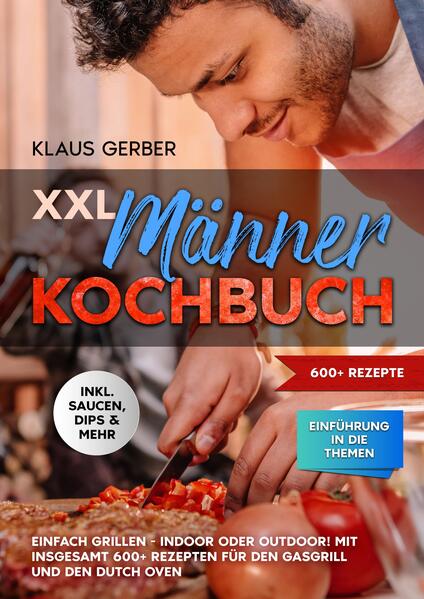 Dieses XXL Männer-Kochbuch ist voll von köstlichen, leicht zuzubereitenden Rezepten! Mit über 600+ Rezepten zur Auswahl, finden Sie in diesem Kochbuch bestimmt das, wonach Sie suchen... Die ersten Schritte sind einfach, solange Sie drei Dinge bei sich haben Den Grill, das Gas und das Essen. Wenn Sie diese drei Dinge haben, können Sie offiziell mit dem Grillen beginnen. Zuerst müssen Sie das Gas an den Grill anschließen. Die meisten Gasgrills werden mit einem Schlauch geliefert, der an den Gastank angeschlossen wird. Der Tank muss geöffnet werden, damit das Gas fließen kann. Einige Grills haben auch ein Gasventil. Stellen Sie also sicher, dass alles geöffnet ist, bevor Sie versuchen, den Grill anzuzünden. Das Anzünden des Grills ist einfach, aber seien Sie sich bewusst, dass Sie mit einem leicht entzündlichen Gas arbeiten. Wenn Sie vor oder nach dem Anzünden Gas riechen, schalten Sie alles aus und überprüfen Sie die Anschlüsse. Ein Gasleck ist ein ernsthaftes Problem, das Sie aber wahrscheinlich nicht haben werden, wenn Sie alles richtig anschließen. Bei einem Gasgrill müssen Sie sich nicht um das Aufwärmen der Kohlen oder das Halten einer gleichmäßigen Temperatur kümmern. (mehr Informationen finden Sie im Buch)