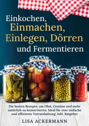 Möchtest Du wissen, wie Du Obst, Gemüse und mehr auf natürliche Weise haltbar machen kannst, ohne Vitamine zu verlieren? Fragst Du Dich, wie Du Deine Vorräte selbst herstellen kannst, um unnötige Zusatzstoffe zu vermeiden und gleichzeitig den vollen Geschmack zu bewahren? Willst Du einfache und leckere Rezepte entdecken, um Deinen Vorratsschrank mit hausgemachten Köstlichkeiten zu füllen? Dann ist dieses Kochbuch genau das Richtige für Dich! Es bietet Dir nicht nur eine Fülle an Wissen über die Techniken des Haltbarmachens, sondern auch abwechslungsreiche Rezepte, die es Dir ermöglichen, gesunde und köstliche Vorräte selbst herzustellen - ohne Vitaminverlust und mit voller Kontrolle über die Zutaten. Die Vorteile dieses Buches: - Umfassender Ratgeber: Lerne alles, was Du über die verschiedenen Techniken des Haltbarmachens wissen musst - von der Wahl der richtigen Gläser bis hin zu den besten Methoden für sicheres und schonendes Einkochen, Einlegen, Dörren und Fermentieren. - Gesund und nachhaltig: Selbstgemachte Vorräte sind nicht nur frei von unerwünschten Zusatzstoffen, sondern ermöglichen es Dir auch, bewusst und nachhaltig zu leben, indem Du regionale und saisonale Zutaten verwendest. - Einfach und effektiv: Dieses Rezeptbuch zeigt Dir, wie leicht es ist, Lebensmittel auf vielfältige Weise haltbar zu machen und Deinen Vorratsschrank mit gesunden, hausgemachten Köstlichkeiten zu füllen. - Vielseitigkeit im Vorratsschrank: Von Marmeladen und Chutneys bis hin zu fermentiertem Gemüse und getrocknetem Fleisch - die Rezepte sind so gestaltet, dass sie jedem Geschmack gerecht werden und für Abwechslung in der Küche sorgen. Was Dich in diesem Buch erwartet: - Kulinarische Vielfalt: Abwechslungsreiche und leicht verständliche Rezepte, die Dir zeigen, wie Du Obst, Gemüse und mehr schonend und lecker konservieren kannst. - Schritt für Schritt zum Einmach-Profi: Detaillierte Anleitungen und umfangreiches Basiswissen zu den verschiedenen Methoden des Haltbarmachens - ideal für Einsteiger und Fortgeschrittene. - Vorratsplanung für das ganze Jahr: Genieße leckere und gesunde Speisen aus Deinem Vorratsschrank und ernähre Dich bewusst und saisonal. - Tipps und Tricks: Erfahre nützliche Tipps zur Auswahl des richtigen Equipments und zur Anwendung verschiedener Konservierungsmethoden - ganz ohne unnötigen Aufwand oder teure Geräte. Hol Dir jetzt dieses Kochbuch und werde zum Meister des Haltbarmachens - starte noch heute mit gesunden, hausgemachten Vorräten!