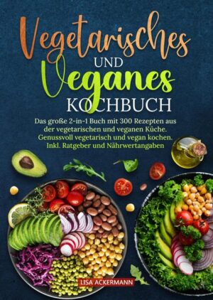 Fragst Du Dich, wie Du eine vegetarische oder vegane Ernährung ganz einfach in Deinen Alltag integrieren kannst? Möchtest Du Dich gesünder ernähren und gleichzeitig neue, kreative Rezepte entdecken? Willst Du auf eine nachhaltige Ernährung umstellen, ohne auf leckere Mahlzeiten zu verzichten? Dann ist dieses Buch genau die richtige Wahl, um Dir den Einstieg in die vegetarische und vegane Küche zu erleichtern! Es enthält 300 köstliche Rezepte sowie wertvolle Informationen, die Dir helfen, eine ausgewogene und gesunde pflanzenbasierte Ernährung umzusetzen. Die Vorteile dieses Buches: - Umfassender Ratgeber: Du erhältst nicht nur Rezepte, sondern auch wertvolle Informationen, wie Du eine gesunde und ausgewogene vegetarische und vegane Ernährung umsetzt, ohne Mangelerscheinungen zu riskieren. - 300 köstliche Rezepte für jeden Tag: Mit Rezepten, die von Frühstück bis Dessert reichen, wirst Du eine breite Palette an fleischfreien Gerichten genießen können. - Gesund und ausgewogen: Alle Rezepte sind so gestaltet, dass sie leicht zuzubereiten sind und Deinen Körper optimal mit allen wichtigen Nährstoffen versorgen - perfekt für jeden, der sich gesund und lecker ernähren möchte. - Mehr Energie und Wohlbefinden: Eine pflanzenbasierte Ernährung unterstützt nicht nur Deine Gesundheit, sondern hilft Dir auch, Dich ausgeglichener und leistungsfähiger zu fühlen. Was Dich in diesem Buch erwartet: - Vielseitige Rezepte für jeden Geschmack: Egal ob herzhaft, süß, schnell oder aufwendig - dieses Rezeptbuch bietet für jeden Geschmack und jede Gelegenheit das passende Gericht. - Nährwerte & Kochtipps: Zu jedem Rezept gibt es Kalorien- und Nährwertinformationen sowie praktische Kochtipps, die Dir helfen, die Rezepte noch leichter zuzubereiten. - Nachhaltigkeit im Alltag: Entdecke, wie Du durch eine pflanzenbasierte Ernährung nicht nur Deinem Körper etwas Gutes tust, sondern auch die Umwelt schonst. - Gesund kochen ohne Verzicht: Genieße die Vielfalt der pflanzlichen Küche und lege den Grundstein für ein gesünderes und bewussteres Leben. Sichere Dir jetzt Dein Exemplar und genieße jeden Tag abwechslungsreiche und nährstoffreiche vegetarische und vegane Gerichte.