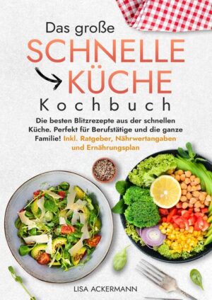 Möchtest Du leckere und gesunde Gerichte zubereiten, aber hast einfach nicht die Zeit, stundenlang in der Küche zu stehen? Wünschst Du Dir Rezepte, die einfach sind und nicht nach komplizierten Zutaten verlangen? Fragst Du Dich, wie Du trotz wenig Zeit im Alltag ausgewogen und genussvoll essen kannst? Dann ist dieses Kochbuch genau das, was Du suchst! Mit leckeren Rezepten, die alle in maximal 30 Minuten zubereitet sind, zeigt es Dir, wie Du schnell, unkompliziert und gesund kochen kannst - ohne stundenlang in der Küche zu stehen. Die Vorteile dieses Buches: - Schnell und einfach: Jedes Rezept ist in maximal 30 Minuten fertig, perfekt für stressige Tage und Menschen mit wenig Zeit. - Einfache Zutaten: Du brauchst keine langen, komplizierten Zutatenlisten. Die Rezepte sind so konzipiert, dass sie mit wenigen, alltäglichen Zutaten auskommen. - Zeit für Dich: Weniger Zeit in der Küche bedeutet mehr Zeit für die wichtigen Dinge im Leben - Familie, Freunde, Hobbys und Erholung. - Für jede Lebenslage: Egal ob für Berufstätige, Studenten oder Singles - diese Rezepte sind genau auf einen schnellen und gesunden Alltag abgestimmt. Was Dich in diesem Buch erwartet: - Kreative Rezepte: Von Frühstück bis Abendessen, Snacks und vegetarischen sowie veganen Gerichten - hier findest Du für jede Tageszeit das passende Gericht. - Zeitsparende Tipps: Lerne, welche Zutaten und Kochtechniken Dir wertvolle Zeit sparen und wie Du die schnelle Küche optimal in Deinen Alltag integrieren kannst. - 5-Zutaten-Küche: Entdecke, welche Zutaten in Deiner Küche nie fehlen sollten, um im Handumdrehen leckere Gerichte zu zaubern. - 14-Tage-Ernährungsplan: Ein einfacher Plan, der Dir hilft, mit der schnellen Küche gesund und ausgewogen zu essen - ohne Stress. Erlebe, wie einfach und lecker die schnelle Küche sein kann. Sichere Dir jetzt Dein persönliches Exemplar und genieße ab sofort mehr Zeit für die schönen Dinge im Leben!