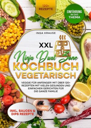 Dieses Heißluftfritteuse-Kochbuch ist voll von köstlichen, leicht zuzubereitenden Rezepten! Mit über 120+ Rezepten zur Auswahl, finden Sie in diesem Kochbuch bestimmt das, wonach Sie suchen... Die Ninja Foodi Dual Zone Heißluftfritteuse ist… …viel mehr als nur eine Luftfritteuse, denn sie ist ein Sechs-in-Eins-Gerät, mit dem Sie zusätzlich zum Frittieren auch knusprig braten, aufwärmen, dehydrieren und backen können. Ein weiterer Pluspunkt dieses Geräts ist, dass Sie mit den beiden Kochfunktionen auch komplexere Gerichte zubereiten können. Das Gerät kann so programmiert werden, dass ein Gericht in beiden Fächern gegart wird und bei Bedarf gleichzeitig serviert werden kann. Wenn Sie das Abendessen aufschieben müssen, halten Sie einfach alles im Gerät warm, bis Sie es brauchen. In Anbetracht des sperrigen Gesamtdesigns der Ninja Foodi Dual Zone Heißluftfritteuse sind die beiden Garabteile ziemlich klein. Trotzdem ist genug Platz für so ziemlich alles, solange Sie größeres Fleisch oder Gemüse in Scheiben schneiden oder hacken. Dank der Griffe an der Vorderseite jedes Fachs können Sie es vor dem Garen oder während des Garvorgangs fest und sicher anfassen, um den Fortschritt zu überwachen. Letzteres ist wichtig, da die Lebensmittel nicht sichtbar sind. Außerdem ist es eine gute Übung, die Zutaten zu verschieben, um ein gleichmäßiges Garen zu gewährleisten. Welche Lebensmittel sind ratsam? Eine vegetarische Ernährung sollte eine vielfältige Mischung aus Obst, Gemüse, Getreide, gesunden Fetten und Proteinen enthalten. Um die Proteine aus Fleisch zu ersetzen, sollten Sie eine Vielzahl von proteinreichen pflanzlichen Lebensmitteln wie Vollkornprodukte, Hülsenfrüchte, Tempeh, Tofu und Seitan zu sich nehmen. Wenn Sie sich lakto-ovo-vegetarisch ernähren, können auch Eier und Milchprodukte Ihre Proteinzufuhr erhöhen. Der Verzehr von nährstoffreichen Vollwertprodukten wie Obst, Gemüse und Vollkorngetreide liefert eine Reihe wichtiger Vitamine und Mineralstoffe, um etwaige Ernährungslücken zu schließen. (mehr Informationen finden Sie im Buch)