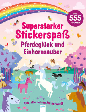 Einhörner, Pferde und jede Menge Abenteuer! Wie viele Einhörner tanzen über den Regenbogen? Wer reitet mit dem weißen Pferd zum Ball? Welches Einhorn gewinnt das große Rennen? Dank der 555 Sticker sind der Fantasie kein Grenzen gesetzt.