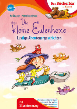 Lesen lernen mit der kleinen Eulenhexe Das macht stark für die 1. Klasse Die kleine Eulenhexe Petunia und ihre sieben kleinen Eulen sind für jeden Spaß zu haben! Ob eine lustige Törtchen- Überraschung mit Geist Eberhard, eine schlaue Rettungsaktion für Benni Biber oder ein wundersamer Ausflug zum Mond mit ihren Lieblingseulen erlebt Petunia jeden Tag ein zauberhaftes Abenteuer. Dieses Buch richtet sich an Leseanfänger in der 1. Klasse. Die besonders übersichtlichen Leseeinheiten und kurzen Zeilen sind ideal zum Lesenlernen. Das Hervorheben der Sprechsilben in Dunkelblau/Hellblau hilft dabei, ein Wort richtig lesen und verstehen zu können. So können Leseanfänger jede Sprechsilbe erkennen. Zusätzlich regen lustige Rätsel und Verständnisfragen zum Nachdenken und zum Gespräch über die Geschichten an. Denn Kinder, die viel Gelegenheit zum Sprechen haben, lernen auch schneller lesen. Empfohlen von Westermann Mit Bücherbärfigur am Lesebändchen Der Titel ist auf Antolin.de gelistet Weitere Bücher mit der kleinen Eulenhexe: Die kleine Eulenhexe Willkommen im Zauberwald (978- 3- 401- 71195- 9) Die kleine Eulenhexe Vollmondzauber um Mitternacht (978- 3- 401- 71546- 9) Weitere Buchreihen von Katja Alves im Arena Verlag: Die supergeheime Pfötchen- Gäng Der Muffin- Club