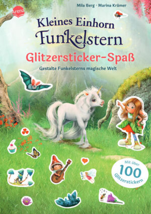 Einhorn- Stickerheft mit über 100 Glitzerstickern für Kinder ab 4 Kleine Sticker- Fans können aus über 100 Glitzer- Stickern auswählen und so die wunderbare Einhornwelt von Finya Funkelstern gestalten. Die stimmungsvollen Texte animieren die Kinder dazu, nach Herzenslust Regenbögen, Einhörner, die Bewohner des Wunschwalds und vieles mehr in die zauberhaften Szenen zu kleben. So macht Stickern richtig Spaß! Für Einhorn- Fans und alle, die das Kleine Einhorn Funkelstern lieben!