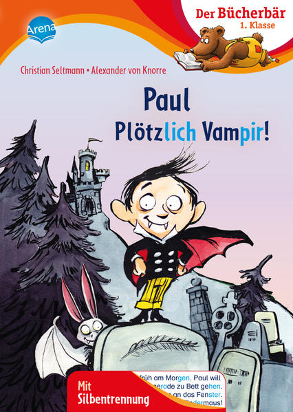 Lesen lernen ab 6 mit dem Bücherbär und schrecklich schönen Vampirgeschichten das macht stark für die 1. Klasse Paul ist ein Vampir! Davon wusste er noch gar nichts. Zum Glück gibt es die Fledermaus Valerie, die ihm alles beibringt, was ein echter Vampir können und wissen muss. Und dann hat sie auf dem großen Vampir- Ball auch noch eine Überraschung für ihn … Dieses Buch richtet sich an Leseanfänger in der 1. Klasse. Die besonders übersichtlichen Leseeinheiten und kurzen Zeilen sind ideal zum Lesenlernen. Das Hervorheben der Sprechsilben in Dunkelblau/Hellblau hilft dabei, ein Wort richtig lesen und verstehen zu können. So können Leseanfänger jede Sprechsilbe erkennen. Zusätzlich regen lustige Rätsel und Verständnisfragen zum Nachdenken und zum Gespräch über die Geschichten an. Denn Kinder, die viel Gelegenheit zum Sprechen haben, lernen auch schneller lesen. Empfohlen von Westermann Gedruckt auf Umweltpapier und zertifiziert mit dem „Blauen Engel“ Der Titel ist auf Antolin.de gelistet