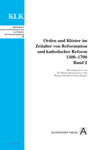 Im ersten Band der Reihe 'Orden und Klöster im Zeitalter von Reformation und katholischer Reform' (KLK 65, 2005) bildeten mit den Benediktinern (Ulrich Faust) und Benediktinerinnen (Anja Ostrowitzki), den Zisterziensern (Hermann Josef Roth) und Zisterzienserinnen (Manfred Eder), den Serviten (Karl Suso Frank), den Birgitten (Tore S. Nyberg) sowie dem Deutschen Orden (Dieter J. Weiß) und dem Johanniterorden (Walter G. Rödel) Klöster und Ordensgemeinschaften einen besonderen Schwerpunkt, die ganz oder in wesentlichen Zügen an der 'Regula Sancti Benedicti' oder an der Augustinusregel orientiert waren. In den Chorfrauen und den evangelischen Damenstiften (Annette von Boetticher) setzte sich diese spirituelle Ausrichtung fort. Die Neugründung der Brüder vom Gemeinsamen Leben (Hans-Joachim Schmidt) und die der Ursulinen (Anne Conrad) waren wichtige Ergänzungen. Der Schwerpunkt des vorliegenden zweiten Bandes konzentriert sich zum einen auf die zu den Bettelorden zählenden Dominikaner (Klaus-Bernward Springer), Augustiner-Eremiten und -Eremitinnen (Michael Klaus Wernicke), Klarissen (Karl Suso Frank †), Karmeliten und Unbeschuhten Karmeliten (Nicole Priesching) und zum andern auf den richtungsweisenden und vor allem im Zeitalter der Reformation, katholischen Reform und Konfessionalisierung kirchlich außerordentlich erfolgreichen neu gegründeten Orden der Jesuiten (Michael Müller). An dessen Richtung lehnte sich das Werk der Maria Ward an, aus dem nach schwierigem Werden die heutige Congregatio Jesu (Ursula Dirmeier) erwuchs. Drei Beiträge über den benediktinischen Klosterverband der Schottenklöster (Helmut Flachenecker), über die Kartäuser (James Hogg)-obwohl ein streng beschaulicher Orden im Spätmittelalter und in der frühen Neuzeit dem Humanismus offen gegenüber und eine tatkräftige Stütze der monastischen Reform-und über die Niederländischen Kreuzherren (Stefan Bringer) vervollständigen den Band.