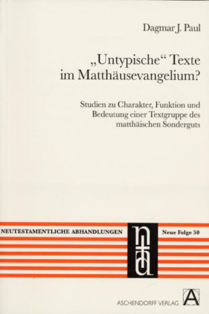 Innerhalb des matthäischen Sonderguts finden sich auch Erzählungen mit Motiven die in den neutestamentlichen Evangelien singulär sind. In der Forschung werden solche Texte bisweilen als "ungewöhnlich", "apokryphennah" oder "legendenhaft" bezeichnet. Einzeltextuntersuchungen, die Einordnung der Motive in den nichtchristlichen antiken Kontext und ein Vergleich mit apokryphen Entwicklungen bieten Ansatzpunkte, die Eigenart dieser Sondergutgleichnisse näher zu fassen. Mit Blick auf die literarische und theologische Wirksamkeit dieser Textgruppe kann ein weiterer Mosaikstein in das Gesamtbild der redaktionellen Gestaltung des Matthäusevangeliums eingeführt werden.