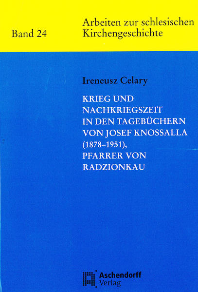 Diese Kardinal-Bertram-Stipendiaten-Arbeit, ausgeschrieben vom Institut für ostdeutsche Kirchen- und Kulturgeschichte 2012, wurde zum erstenmal von einem polnischem Stipendiaten bearbeitet. Der Autor, Dr. Ireneusz Celary, lieferte eine fundierte historische Studie, primär aufgrund der Tagebücher von Josef Knossalla, Pfarrer in der oberschlesichen Industriestadt Radzionkau von 1922 bis 1946. Die dortige Pfarrei gehörte erst zum Bistum Breslau, ab 1925 zur Diözese Kattowitz. Pfarrer Dr. Knossalla, auch als Historiker bekannt, erweist sich als Musterbeipiel eines schlesischen Pfarrers unter den Bedrückungen der Diktaturen des Nationalsozialismus und Kommunismus, eingespannt zwischen die Fronten des deutschen und polnischen nationalen Denkens. 1946 aus Schlesien als Deutscher zwangsausgesiedelt, starb Knossalla 1951 in Altena im Westen.