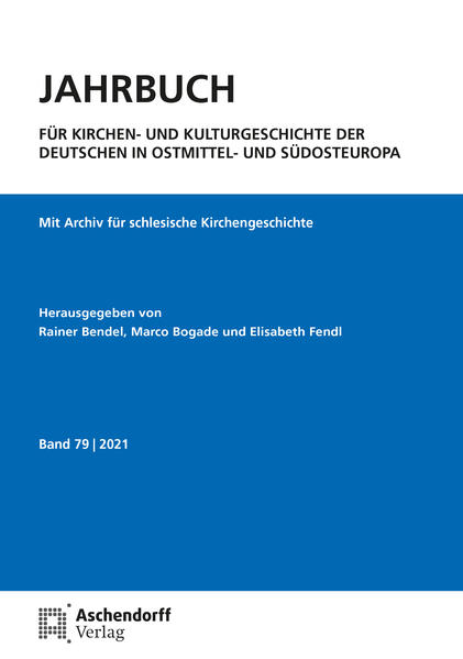 AUFSÄTZE Bettina Reichmann: Bischof Ottokár Prohászka (1895-1927)-„Retter Ungarns“ oder „Vorreiter antisemitischer Ideologie“. Der Versuch einer Kontextualisierung 17 András Grósz: Deutsche Muttersprache in der katholischen Liturgie in Ungarn in der Zwischenkriegszeit Andor Ferenc Lénár: Im Zeichen der Erneuerung-Die Priesterausbildung in Ungarn in der Zwischenkriegszeit Václav Maidl: Die Darstellung der Vertreibung in der tschechischen Literatur, insbesondere im neuen Jahrtausend Arkadiusz Nocon: Ein Ablassbrief aus Bamberg und der hl. Hyazinth: eine bereits abgeschlossene Frage? MISZELLEN Vatroslav Župancic: Deutsche Protestanten aus Kroatien. Geschichte einer Ausgrenzung und Verfolgung ARCHIV FÜR SCHLESISCHE KIRCHENGESCHICHTE (ASKG) QUELLEN UND HILFSMITTEL Winfried Töpler (Bearb.): Rundverfügungen des erzbischöflichen Generalvikariats Breslau für die Seelsorge 1941 bis 1945. Teil IV: Juli 1944 bis Januar 1945 Rainer Bendel: Neu machen das Angesicht der Erde-Maximilian Kallers Predigten zu Pfingsten und zu Kirchweih 1945 Robert R. Kufel: Mikrofilme schlesischer und grosspolnischer Matrikelbücher aus dem Gebiet der heutigen Diözese Zielona Góra-Gorzów im Bestand des Diözesanarchivs in Zielona Góra AUFSÄTZE Joachim Köhler: Seelsorge unter nationalen Vorzeichen. Zur Rolle pol- nischer Priester in den Umbruchszeiten der Jahre 1945/46 in Schlesien Maik Schmerbauch: Chronik zum Ende der deutschen Vinzentinerinnen in ihren schlesischen Niederlassungen 1944-1949 Jürgen Franz Selke-Witzel: „Ostdeutsches Kulturgut als wesenhaft abendländisches Kulturgut zu retten, zu bewahren und zu pflegen“ Maximilian Maria Schulz und die Deutsche Hedwig-Stiftung 1946-48 MISZELLEN Michael Hirschfeld: Segen oder Fluch der katholischen Kirche im Osten Deutschlands? Zur Rolle der Patronate am Fallbeispiel der Grafschaft Glatz IN DER DISKUSSION Rainer Bendel: Gundolf Keil, Jürgen Kiefer† (Hg.): Die deutsch- polnische Wissenschaftslandschaft Schlesien Otfrid Pustejovsky: Andreas Kossert: Flucht. Eine Menschheitsgeschichte Martin Renghart: Joachim Bahlcke (Hg.): Schlesische Lebensbilder, Bd. 13 TAGUNGSBERICHTE Stefan P. Teppert: Situation der katholischen Kirche in Ungarn, Jugoslawien und Rumänien 1944/45 bis ca. 1950 Stefan P. Teppert: Formen der Erinnerungspflege nach Kriegs- und Gewalterfahrung