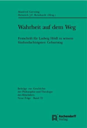 „Im Schoße der Vergangenheit wurzelt und keimt die Fülle und Mannigfaltigkeit der theologischen Begrifflichkeit. Die Erschließung der Wurzeln und Quellen offenbart den tiefgründigen Gehalt der Begriffe und deren Entwicklung, und sie zeigt den sicheren Gang der Wissenschaft im theologischen Urteil. Die Aufhellung der Geschichte der Theologie wirft einen hellen Schein auf die Theologie der Gegenwart.“In diesen drei Sätzen leuchtet Ludwig Hödls Forschungsprogramm auf, von dem auch die Reihe der „Beiträge zur Geschichte der Philosophie und Theologie des Mittelalters“ profitiert. Immerhin war Ludwig Hödl-zusammen mit Wolfgang Kluxen-Jahrzehnte lang ihr Herausgeber. Ihm ist diese Festschrift anlässlich seines fünfundachtzigsten Geburtstags in Dankbarkeit gewidmet. Thematisch geht es in allen Beiträgen um die Wahrheit, genauer um das theologisch-philosophische Wahrheitsverständnis des Mittelalters. Und doch geht es nicht nur um Historie