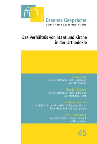 Im Zuge einer sich vergrößernden Europäischen Union gewinnt das Zusammenwachsen von West- und Osteuropa zunehmend an Bedeutung. Dabei stoßen sehr verschiedene Kulturen aufeinander. Dies wird insbesondere an den unterschiedlichen Verhältnissen deutlich, in denen der Staat zu den Kirchen und zur Religion steht. Während sich in Westeuropa und im westkirchlich geprägten Mitteleuropa Formen der Trennung und Kooperation von Staat und Kirche entwickelt haben, besteht im Territorium der orthodoxen Kirchen die Tradition der »Symphonie«, die eine enge Verbindung von Staat und Kirche kennzeichnet. Nach dem Zusammenbruch des Kommunismus müssen die orthodoxen Kirchen ihr Verhältnis zum Staat neu definieren. Aus westlicher Sich konnte man einen Aufschwung der orthodoxen Kirchen und eine zunehmende religiöse Bindung der Bevölkerung beobachten. Welche Gründe haben dazu geführt? Was kennzeichnet vor diesem Hintergrund die Orthodoxie und ihr Verhältnis zu Staat und Gesellschaft? Welche weiteren Entwicklungen sind abzusehen? Mit diesen und anderen Fragen befasste sich das 45. Essener Gespräch unter der Überschrift »Das Verhältnis von Staat und Kirche in der Orthodoxie«.