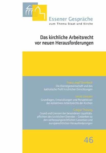 In den verschiedensten Bereichen befindet sich das kirchliche Arbeitsrecht im Fokus der Öffentlichkeit: Neben der aktuell wieder streitigen Frage nach der Zulässigkeit eines Streikrechts in der Kirche haben in der jüngeren Vergangenheit auch wieder einige Spezialfragen die Fachgerichte beschäftigt. Zunehmender wirtschaftlicher Druck kirchlicher Einrichtungen, die im Wettbewerb stehen, führt verstärkt zu Ausgliederungstendenzen. Die dadurch mögliche Anwendung günstigerer Tarife stellt nach verbreiteter Meinung den Dritten Weg ernsthaft in Frage. Sodann ist offen, in welchem Umfang europarechtliche Einflüsse sich auf das kirchliche Arbeitsrecht in Deutschland auswirken werden. Hinzu kommen Fragen, die sich eher an die Kirchen selbst richten: Inwieweit wird die Grundordnung in der katholischen Kirche durch eine uneinheitliche Anwendung relativiert? Und könnten nicht einige funktionierende Tarifverträge im Bereich der evangelischen Kirche die Frage nahelegen, wozu der Dritte Weg überhaupt noch erforderlich ist? Das 46. Essener Gespräch befasste sich mit dieser aktuellen Thematik unter der Überschrift „Das kirchliche Arbeitsrecht vor neuen Herausforderungen“ zunächst aus innerkirchlicher Sicht, bevor die kollektiv- und individualrechtlichen Aspekte des kirchlichen Arbeitsrechts beleuchtet wurden. In dem vom gastgebenden Bischof Dr. Franz-Josef Overbeck gehaltenen Einfüh-rungsvortrag und der anschließenden Aussprache standen insbesondere Begriff und Wesen der Dienstgemeinschaft sowie der auf Konsens angelegte Dritte Weg der Kirchen im Fokus. Der zweite Vortrag nebst Aussprache widmete sich dem kollektiven Arbeitsrecht der Kirchen. Breiten Raum nahm hierbei die Frage nach einem Streikrecht im kirchlichen Dienst ein. Der Abschlussvortrag befasste sich aus verfassungs- und europarechtlicher Sicht mit den besonderen Loyalitätspflichten des kirchlichen Dienstes. Im Rahmen der Aussprache wurde u.a. betont, dass das kirchliche Arbeitsrecht durch die jüngste EGMR-Rechtsprechung grundsätzlich bestätigt worden sei. Durch die gesamte Tagung zog sich wie ein roter Faden die These, dass das kirchli-che Arbeitsrecht auf Dauer nur dann Bestand haben kann, wenn sich die kirchlichen Arbeitgeber selbst an den von ihnen gesetzten Rahmen halten bzw. den eigenen qualitativen Ansprüchen genügen.