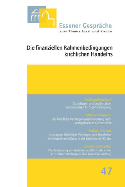 Zu den am lebhaftesten diskutierten Themen im Verhältnis von Staat und Kirche gehört seit jeher die Finanzierung der Kirchen. Dabei stehen traditionell vor allem die Kirchensteuer und die Frage ihrer Legitimation im Fokus. In der aktuellen Debatte befinden sich aber zunehmend auch wieder die Staatsleistungen und Dotationen sowie mögliche Kriterien für ihre Ablösung. Vor diesem Hintergrund befasste sich das 47. Gespräch unter der Überschrift „Die finanziellen Rahmenbedingungen kirchlichen Handelns“ zum vierten Mal in der Geschichte der „Essener Gespräche“ mit den Kirchenfinanzen.