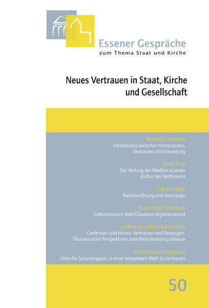 Die Bindung von Menschen an große Institutionen wie Kirchen, Parteien oder Gewerkschaften geht kontinuierlich zurück. Dieser Befund ist nicht zuletzt auf selbst verursachte Anlässe wie z.B. die missbräuchliche Wahrnehmung öffentlicher Ämter zurückzuführen. Diesem Trend wollte das 50. Essener Gespräch am 9. und 10. März 2015 entgegenwirken und den Blick nach vorne richten. Unter dem anspruchsvollen Thema „Neues Vertrauen in Staat, Kirche und Gesellschaft“ wurde aus unterschiedlichen Perspektiven der Frage nachgegangen, wie enttäuschtes Vertrauen zurückgewonnen werden kann. In den Blick genommen wurden hierbei in den Vorträgen des ersten Tages durch Bundestagspräsident Prof. Dr. Nobert Lammert der Politikbereich, durch den Chefredakteur des ZDF, Dr. Peter Frey, der Journalismus und durch den ehemaligen Bundesverfassungsrichter Prof. Dr. Dr. Udo Di Fabio die Rechtsordnung des Staates. Der zweite Tagungstag widmete sich dann dem Thema aus theologischer und soziologischer Sicht durch die Vorträge von Bischof Dr. Franz-Josef Overbeck, Landesbischof Prof. Dr. Jochen Cornelius-Bundschuh sowie Prof. Dr. Franz-Xaver Kaufmann. Sowohl in den Vorträgen als auch in den jeweiligen Aussprachen kam zum Ausdruck, dass es aus den unterschiedlichsten Gründen um das Vertrauen in die jeweiligen Institutionen nicht gut bestellt ist. Dies zu ändern könne nur gelingen, wenn sich die in den Institutionen handelnden Akteure das Vertrauen der Menschen,immer neu erarbeiten. Wichtige Kriterien hierfür seien Integrität, Transparenz und Glaubwürdigkeit. Denn, um mit Norbert Lammert zu sprechen: „Wer Autorität qua Amt beansprucht, hat keine.“