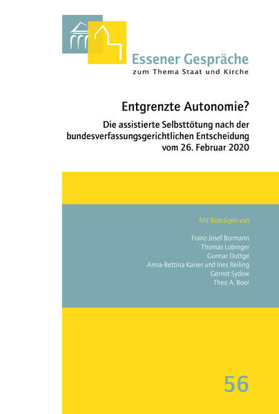 In der Debatte um die rechtliche Regulierung der assistierten Selbsttötung gehört die Berufung auf die Autonomie potentieller Suizidenten zu den gängigen Argumentationstopoi. Sie prägt auch das vom 26. Februar 2020 datierende Urteil des Zweiten Senats des Bundesverfassungsgerichts, mit dem dieser das Verbot der „geschäftsmäßigen Förderung der Selbsttötung“ in § 217 StGB für verfassungswidrig erklärt hat. Den dogmatischen Ausgangspunkt der Entscheidung bildet die folgenreiche Auffassung, es bestehe ein „Recht auf selbstbestimmtes Sterben“, dessen normative Grundlage das allgemeine Persönlichkeitsrecht aus Art. 2 Abs. 1 i.V.m. Art. 1 Abs. 1 GG sei. Diese Feststellung bewirkt eine explizite Aufladung des grundrechtlichen Schutzes des Suizids mit dem interpretationsoffenen Topos der Menschenwürdegarantie des Art. 1 Abs. 1 GG. Die Annahme, das grundrechtlich geschützte Recht auf Selbsttötung umfasse „auch die Freiheit, hierfür bei Dritten Hilfe zu suchen und Hilfe, soweit sie angeboten wird, in Anspruch zu nehmen“, erweitert zudem dessen Schutzbereich. Das Urteil hat eine breite Diskussion in Gesellschaft und Politik, aber auch und gerade im rechtswissenschaftlichen Schrifttum initiiert, die einen erheblichen Vergewisserungsbedarf über Prämissen, Argumente und Ergebnisse der Entscheidung hat deutlich werden lassen. Darüber hinaus hat es neuen gesetzgeberischen Handlungsbedarf ausgelöst, da in seiner Konsequenz die Gefährdungslagen unbewältigt bleiben, die den Gesetzgeber 2015 zur Einführung des Verbots der geschäftsmäßigen Förderung der Selbsttötung veranlasst haben. Das Urteil selbst stellt diesbezüglich ausdrücklich klar, dass aus der Nichtigerklärung des § 217 StGB nicht etwa folgt, „dass der Gesetzgeber sich einer Regulierung der Suizidhilfe vollständig zu enthalten hat“. Vor diesem Hintergrund besteht ein mehrfacher Anlass, die 56. „Essener Gespräche zum Thema Staat und Kirche“ den mit dem Urteil vom 26. Februar 2020 verbundenen Fragestellungen zu widmen. Die im vorliegenden Band enthaltenen Abhandlungen nähern sich dem Begriff der Autonomie hierbei aus der für die Essener Gespräche charakteristischen interdisziplinären Perspektive. Sie analysieren die in der Entscheidung zum Ausdruck kommende Autonomiekonzeption und untersuchen die Frage, inwiefern sich ein Autonomieschutz auch durch strafrechtliche Regelungen gewährleisten lässt. Schließlich richten sie den Blick auf eine Analyse der verbleibenden Handlungs- und Gestaltungsspielräume des Gesetzgebers. Einbezogen wird hierbei eine rechtsvergleichende Analyse einschlägiger Regelungen in anderen Ländern und Rechtskreisen. Mit Beiträgen von Franz-Josef Bormann Thomas Lobinger Gunnar Duttge Anna-Bettina Kaiser und Ines Reiling Gernot Sydow Theo A. Boer