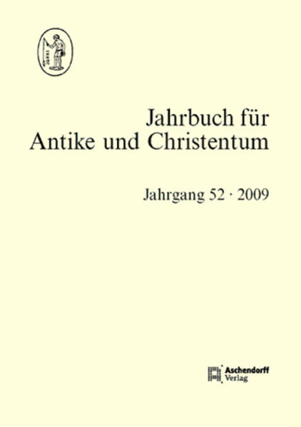 Band 52 enthält u.a. folgende Beiträge: Albrecht Dihle: Carsten Colpe, 19. Juli 1929-24. November 2009 Benedikt Eckhardt: Initiationsmähler in den griechisch-römischen Mysterienkulten Geert Roskam: A Christian Intellectual at Trial. The Case of Apollonius of Rome Óscar Prieto Domínguez: El centón SEG 51, 1735. Una propuesta de lectura Klaus Rosen: Der heilige Martin-Bischof, Arzt und Missionar. Das Zeugnis der Vita Sancti Martini des Sulpicius Severus Marco Aimone: Magnificus structor parietum. Classicismo e innovazione nell'architettura cristiana di Roma al tempo di papa Sisto III (432-440 d. C.) Rotraut Wisskirchen: Zum 'Tierfrieden' in spätantiken Denkmälern (nach Gen. 1,29f