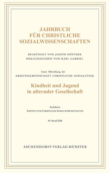 Das Schlagwort von der ‚Überalterung der Gesellschaft‘ ist inzwischen fester Bestandteil des öffentlichen, vor allem des medialen und des politischen Alltags. Angesprochen sind mit dieser Formulierung die durch eine deutlich höhere Lebenserwartung auf der einen Seite und die zurückgehenden Geburtenzahlen auf der anderen Seite hervorgerufenen demographischen Verschiebungen. Der Band geht den damit verbundenen Phänomenen und Problemen aus verschiedenen sozialwissenschaftlichen und sozialethischen Perspektiven, auf deskriptive, interpretierende und ethisch bewertende Weise nach.