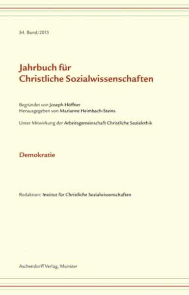 Wir leben auf der einen Seite in einer Welt, in der demokratische Regierungsformen weitgehend verbreitet sind. Auf der anderen Seite geraten demokratische Verfahren in einer zunehmend globalisierten und ökonomisierten Welt unter Druck. Demokratie steht heute vor neuen Herausforderungen, die eine intensive Reflexion benötigen. Die Beiträge des 54. Bandes des Jahrbuchs für Christliche Sozialwissenschaften kommen diesem Desiderat entgegen. Sie diskutieren aus christlich-sozialethischer Sicht Herausforderungen, vor denen die Demokratie in einer „postdemokratischen Welt“ steht, und denken darüber nach, wie eine menschengerechte Demokratie ermöglicht werden kann.