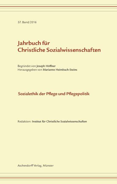 Pflege und Pflegepolitik haben sich im Verlauf der letzten ca. zwei Jahrzehnte zu einem zentralen Thema der Sozialpolitik in Deutschland (wie auch in vielen Nachbarländern) entwickelt. Die komplexen Anforderungen eines Pflegesystems, das der gesellschaftlichen Entwicklung und dem wachsenden Bedarf an Pflegekapazitäten, Einrichtungen und Unterstützungsangeboten qualitativ und quantitativ Rechnung trägt, werfen eine Vielzahl sozialethisch brennender Fragen auf, die im Fokus des 57. Bandes des Jahrbuchs für Christliche Sozialwissenschaften stehen. Die Beiträge u. a. von M. Heimbach-Steins und F. Krause, Th. Klie, G. Becke und P. Bleses, R. Pitschas und G. Thiele, B. Emunds und M. Bobbert diskutieren sozialethische Herausforderungen der Pflege und Pflegepolitik aus der Perspektive unterschiedlicher Felder und Ebenen sozialer und gesellschaftlicher Praxis.