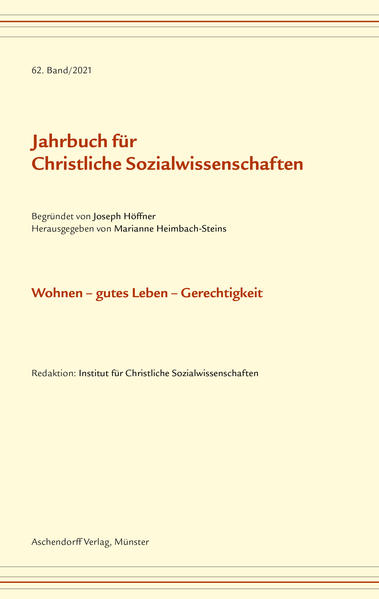 Der 62. Band des Jahrbuchs für Christliche Sozialwissenschaften ist dem Schwerpunktthema Wohnen-gutes Leben-Gerechtigkeit gewidmet. In gerechtigkeitstheoretischer Perspektive werden spezifische Formen von sozialer und räumlicher Ungleichheit des Wohnens in den Blick genommen und wohnungspolitische Maßnahmen zur staatlichen Gewährleistung des Rechts auf Wohnen diskutiert. Angesichts sich verändernder Segregationsdynamiken geht es unter dem Vorzeichen von Beteiligungsgerechtigkeit um Fragen von Exklusion, Partizipation und Repräsentation in der Wohnraumentwicklung. Gesellschaftliche Aushandlungsprozesse fairer Bedingungen guten Wohnens sind Anzeichen dafür, dass auch über das Spannungsverhältnis zwischen Gemeinwohl- und Partikularinteressen neu nachgedacht werden muss. Schließlich ist Wohnen als sozialethische Frage auch im Anwendungsfeld nachhaltiger Entwicklung zu konkretisieren und findet Ausdruck in der Bestimmung des Wohnens als Menschen- bzw. Grundrecht. Der Band profiliert das Querschnittsthema „Wohnen“ als sozialethisch relevante Größe im interdisziplinären wissenschaftlichen Diskurs und bereitet es zugleich für weitere Diskussionszusammenhänge in Wissenschaft und Praxis auf.