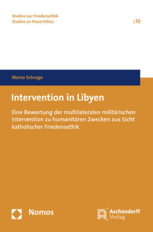 Rund vier Wochen nachdem in Libyen-im Kontext der ‚Arabellion‘-gewalttätige Auseinandersetzungen ausgebrochen waren, verabschiedete der Sicherheitsrat der Vereinten Nationen (VN-SR) Resolution 1973. Es war die erste Resolution, die auf die einen jeden Staat treffende Verantwortung Bezug nahm, die eigene Bevölkerung vor Völkerrechtsverbrechen zu schützen, und zugleich zum Ergreifen militärischer Maßnahmen gegen den Willen der Regierung eines dieser Schutzverantwortung nicht gerecht werdenden Staates ermächtigte. Die vorliegende Monographie zielt darauf, das Vorgehen sowohl des VN-SR als auch der den anschließenden militärischen Eingriff führend umsetzenden Staaten aus Sicht katholischer Friedensethik zu beurteilen. Dazu wird zunächst das kontextualisierte Geschehen erschlossen. Anschließend wird auf normativer Ebene ein Maßstab für den Schutz Unschuldiger aus der Tradition katholischer Friedensethik aufbereitet. In einem dritten Schritt wird die Intervention in Libyen argumentativ und differenziert bewertet. Herausforderungen der erörterten Art werden im Bereich der Schutzverantwortung in naher Zukunft aller Voraussicht nach nicht geringer werden. Die vorliegende konkrete Fallstudie aus Sicht katholischer Friedensethik beabsichtigt für die Orientierungsschärfung in der Auseinandersetzung mit diesen imminenten Problemen hilfreich zu sein: durch Vertiefen von Erkenntnissen und Benennen von Verbesserungsnotwendigkeiten.