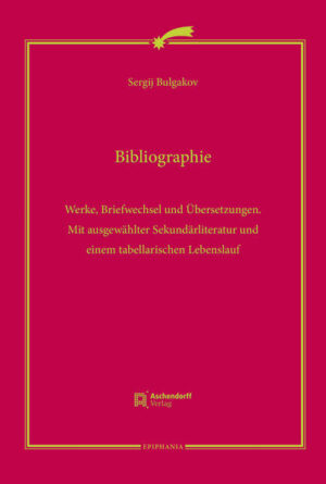 Wenige Autoren erfordern-nach Quantität, Qualität und Wirkungsgeschichte ihres Werkes-eine Bibliographie, die ein eigenes Buch darstellt. Der russische Denker Sergij Bulgakov (1871-1944) gehört zu diesem Kreis. Die Bibliographie (mit deutscher Übersetzung der russischen Titel) erscheint gleichzeitig mit seinen autobiographischen Texten (Band 2) und nach seiner Habilitationsschrift „Philosophie der Wirtschaft“ (Band 1) als Band 3 der Werkausgabe, erarbeitet an der „Forschungsstelle Sergij Bulgakov“ der Universität Fribourg Schweiz. Enthalten sind: die zu Lebzeiten Bulgakovs veröffentlichten Werke, posthume Publikationen, Neuauflagen, von ihm verfasste Rezensionen, Vorworte und Übersetzungen, publizierte Briefe und Briefwechsel, Vorlesungen und Seminarprotokolle sowie Nekrologe. Ein Verzeichnis der Archive gibt Aufschluss über den Zugang zu publiziertem und noch unpubliziertem Material, das der Erforschung harrt. Die Übersetzungen sind nach Sprachen geordnet. Hinzugefügt wurde eine Liste der Zeitschriften, in denen Bulgakovs Publikationen erschienen, sowie ein Verzeichnis ausgewählter Sekundärliteratur. Ein tabellarischer Lebenslauf ermöglicht die Kontextualisierung der Publikationen auf Bulgakovs Lebensweg. Die Bibliographie möchte die Aufmerksamkeit für Bulgakov als herausragenden Denker des 20. Jahrhunderts wecken und die Orientierung in seinem immensen Werk erleichtern.