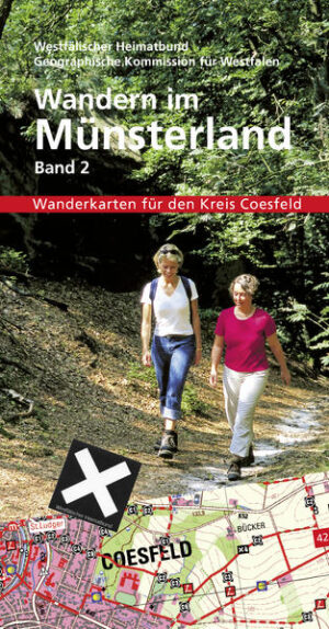 Die neue Wanderkarte für den Kreis Coesfeld im Maßstab 1:25.000 mit Übersichtskarten im Maßstab 1:100.000 Die klassische Wanderkarte des Münsterlandes, die topographische Karte des Landesvermessungsamtes, wird seit Jahren nicht wieder neu aufgelegt. Auf Grundlage der ständig aktualisierten Daten von „GeoBasis NRW“ und der Wanderwegeverzeichnisse des Westfälischen Heimatbundes (WHB) erscheint nun für den Kreis Coesfeld im Verlag Aschendorff eine neue Fassung. Die Neuausgabe wird nicht mehr auf viele gefaltete Blätter gedruckt, sondern in einer praktischen Spiralbindung sicher zusammengefasst. Betreut wird das Werk von der Geographischen Kommission für Westfalen und dem Fachbereich Wandern im WHB, der die Anlage, Pflege und Weiterentwicklung der vielen Wanderwege mit dem weißen „X“ koordiniert. Ein handliches Buch für unterwegs!