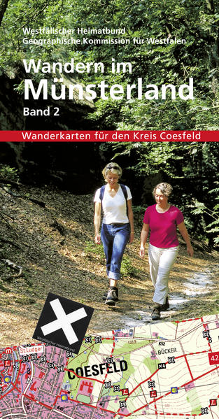 Die neue Wanderkarte für den Kreis Coesfeld im Maßstab 1:25.000 mit Übersichtskarten im Maßstab 1:100.000 Die klassische Wanderkarte des Münsterlandes, die topographische Karte des Landesvermessungsamtes, wird seit Jahren nicht wieder neu aufgelegt. Auf Grundlage der ständig aktualisierten Daten von „GeoBasis NRW“ und der Wanderwegeverzeichnisse des Westfälischen Heimatbundes (WHB) erscheint nun für den Kreis Coesfeld im Verlag Aschendorff eine neue Fassung. Die Neuausgabe wird nicht mehr auf viele gefaltete Blätter gedruckt, sondern in einer praktischen Spiralbindung sicher zusammengefasst. Betreut wird das Werk von der Geographischen Kommission für Westfalen und dem Fachbereich Wandern im WHB, der die Anlage, Pflege und Weiterentwicklung der vielen Wanderwege mit dem weißen „X“ koordiniert. Ein handliches Buch für unterwegs!