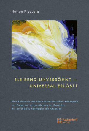 „Es gibt in der Tat Fälle, bei denen unser Gefühl für das, was menschlich erlaubt ist, so grundlegend verletzt wird, daß wir ethisch ohnmächtig werden, Vergebung zu schenken…“ (Edward Schillebeeckx) Wenn eine solche ethische Ohnmacht das menschliche Leben bis ins Jenseits kennzeichnet, hat die eschatologische Allversöhnungshoffnung ein Problem. Diese erhofft nämlich, dass sich alle Menschen, Opfer wie Täter, als freie Subjekte im Angesicht Gottes versöhnen, so-dass alle erlöst sind und niemand „zur Hölle fährt“. Aber genau diese Möglichkeit der Aus-söhnung scheint durch die ethische Ohnmacht, Vergebung zu schenken, nicht mehr möglich. Hat man damit die Allversöhnungshoffnung aufzugeben? Das vorliegende Buch behauptet: „Nein!“ und versucht, die Hoffnung auf Versöhnung und Erlösung aller Menschen selbst dann noch als gut begründet auszuweisen, wenn eine solche Ohnmacht, Vergebung zu schenken, die Handlungsmöglichkeiten des Subjekts bis ins Jenseits hinein einschränkt. Dazu werden die Allversöhnungshoffnungs-Konzepte der katholischen Theologen Jan-Heiner Tück, Magnus Striet und Dirk Ansorge untersucht. Sie werden im Anschluss mit den psychotraumatologischen Ansätzen von Judith Herman, Gottfried Fischer, Luise Reddemann und Michaela Huber ins Gespräch gebracht, die eine solche Vergebungs-Ohnmacht als Folge einer Traumatisierung zumindest für das Diesseits kennen.