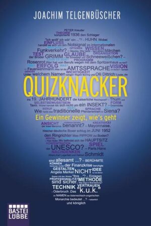 Er hat es getan, immer wieder. Joachim Telgenbüscher hat sein Faible für unnützes Wissen mehrfach und erfolgreich als Quizkandidat auf die Probe gestellt und kennt sich aus im hart umkämpften Wissenswettkampf. Warum Fragen rund um die Dosenschildkröte beliebt sind, wie man ein Casting meistert und welche Klamotten sich für den Fernsehauftritt eignen, verrät er hier erstmals für alle, die es auch auf den Kandidatenstuhl von Wer wird Millionär schaffen wollen. Der Blick hinter die Kulissen ist äußerst spannend und informativ, witzig und voller skurriler Anekdoten über technische Pannen und ehrgeizige Gegner.