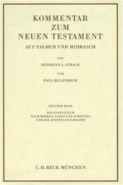 Dieses Pionierwerk der Bibelwissenschaft erhellt den jüdischen Hintergrund der neutestamentlichen Schriften und hat damit zwischen den Weltkriegen eine neue Basis für das Verständnis des Neuen Testaments geschaffen. Ziel ist es, „den gesamten der Erläuterung des Neuen Testaments dienlichen Stoff aus der altjüdischen Literatur zu sammeln, zu sichten und in zuverlässiger Übersetzung bequem zugänglich zu machen“ (Einleitung). Das Material wird in der Reihenfolge des Neuen Testaments präsentiert