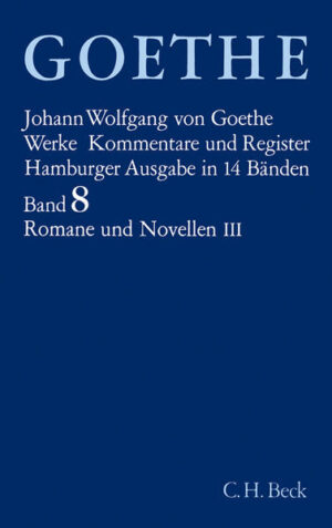 Band 8 enthält Goethes Roman „Wilhelm Meisters Wanderjahre“. Er gehört - zusammen mit „Faust II“, dem „West-östlichen Divan“, der späten Lyrik - zu den großen Alterswerken, die in den letzten Jahren für die Goethe-Forschung und für breite Kreise der Goethe-Leser in den Vordergrund gerückt sind.