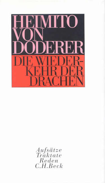 In dem skurrilen Titelaufsatz wird die Erforschung jener Mythenwelt der Drachen zum erkenntniskritischen Ansatzpunkt und zur Auseinandersetzung mit dem Positivismus. Der Blick auf das Drachische ist aber auch ein echter Doderer-Blick: an allen Ecken unserer Welt sieht er Gestalten, die sich ins Drachenhafte auswachsen. Außerdem enthält der Band alles das, was Doderer über fast 40 Jahre hinweg zum "Fall Gütersloh" zu sagen hatte. Hier geht es Doderer darum, seine eigene Position als Schriftsteller zu bestimmen. Im folgenden Abschnitt "zu Sprache und Literatur" findet sich als Kernstück der zentrale Aufsatz "Grundlagen und Funktionen des Romans", in dem Doderer Einblick in die von ihm geübte schriftstellerische Praxis gibt. Nicht literarischen Vorbildern soll das Organisationsprinzip für den Roman abgelauscht werden, sondern der Musik. In den unter dem Stichwort "Austriaca" zusammengefassten Essays geht es Doderer vor allem um die Kontinuität Österreichs: hierbei verfällt er weder den sentimentalen verklärenden Klischees noch den polemischen Modellen jener, welche sich entweder zu Festrednern oder zu beamteten Kritikern Österreichs berufen fühlen. Den Abschluss des Bandes bildet der Traktat "Sexualität und totaler Staat". Doderer zögerte bis wenige Monate vor seinem Tod mit der Veröffentlichung dieser Arbeit, die er jedoch für die wichtigste seiner theoretischen Schriften hielt.