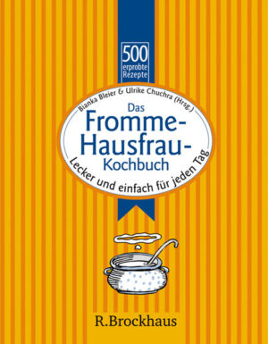 Das Kochbuch der frommen Hausfrau versammelt alles, was unter Deutschlands frommen Dächern dampft: den Nudelauflauf und den Sonntagsbraten, gesundes Gemüse und deftige Aufläufe, adventliche Plätzchen und Fischgerichte für die Fastenzeit. Bianka Bleier und Ulrike Chuchra haben aus dem riesigen Fundus an erprobten Rezepten geschöpft, der sich auf der Homepage der frommen Hausfrau (www.fromme-hausfrau.de) angesammelt hat. Diese Rezepte sind aus der Praxis für die Praxis, bewährt und unkompliziert, viele von ihnen echte Familienschlager. Ein Buch, das Sie sich neben den Herd legen können: Abwaschbares Cover, Ringbuch, Griffregister und ausführliches Rezept- und Zutatenverzeichnis.