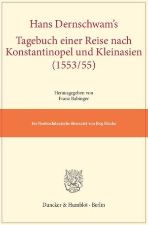 Das Reisetagebuch von Hans Dernschwam (1494–1568) war über Jahrhunderte nur in handschriftlichen Kopien bekannt, bis die Urschrift Ende des 19. Jahrhunderts entdeckt wurde. Der Orientalist Franz Babinger (1891–1967) gab Dernschwams Reisebericht 1923 im Auftrag der Fugger-Stiftung heraus. Da sich eine jede Sprache fortwährend wandelt, entfernen wir uns mit jedem Tag weiter vom Sprachgebrauch der deutschen Sprache des 16. Jahrhunderts. Jörg Riecke hat nun Dernschwams Reisetagebuch ins Neuhochdeutsche übersetzt und bewahrt hierdurch die vielfältigen kulturgeschichtlichen Feststellungen, aber auch wirtschaftsgeschichtlichen Beobachtungen des Humanisten Dernschwam. Leseprobe aus der frühneuhochdeutschen Urschrift: »In dissem nachtleger haben wjr ein newe weyber tracht gesehen. Die weyber haben nicht schlayer wie in andern landen auff dem landt, sunder ein wydersinige tracht auff dem hawpt, wie ein vmbkerthe schussel. Ist vnden an dem haupt also weit, als an das hawpt mag gehen, vnd vbersich weith, vngeuarlich also. Das ein kron mag genent werden, so man noch in Behem vnd zw Vngern an vjll orthen vnder dem adell tragen het, von perlen, wie ich vjll gesegen. Aber diser armer bulgarischen pawersleut seind mit allerley glaswergk kernern geschmugt.«