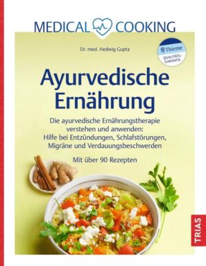 Ernährung ist die beste Medizin In der alten indischen Heilkunst des Ayurveda gelten Nahrungsmittel und Gewürze wie Kurkuma, Ingwer, Zimt und Co. als Heilmittel. Aus östlicher Sicht nährt Essen nicht nur den Körper, sondern aktiviert auch das für die Gesundheit so wichtige Verdauungsfeuer „agni“ und harmonisiert, entgiftet und erfrischt Körper und Geist. Folgen Sie der renommierten, auf Ayurveda spezialisierten Ärztin, Dr. med. Hedwig Gupta, in die faszinierende Welt der alten Heiltradition. Diese hält für viele Erkrankungen eine Lösung bereit, die mit anderen Ansätzen als unsere westliche Medizin arbeitet. Erstaunliche Heilwirkungen erzielen Die Grundlagen: Lernen Sie, das zu Ihrem Konstitutionstyp und den Beschwerden passende Essen auszuwählen, indem Sie die 5 Elemente, die unterschiedlichen Geschmäcker und Doshas in Einklang bringen. Ganz praktisch: Alles über die geeignete Kombination von Lebensmitteln und Essenszeiten, den idealen ayurvedischen Tag und die Bedeutung der Jahreszeiten. Die Rezepte: Über 90 einfache, köstliche wie wohltuende Gerichte, die in unsere westliche Welt passen. Wärmendes Frühstück, sättigende Gemüse- und Linsengerichte, gezielt eingesetzte Fleischmahlzeiten, Dips, Suppen und Chutneys. Zu jedem Gericht finden Sie die spezielle Wirkung und Varianten, sodass diese gezielt ausgewählt werden können. Ayurveda-Kuren & Heilmittel: Kuren zur Entschlackung und zum Anregen des Stoffwechsels wie die Pippali-Treppenkur können Wunder wirken. Unkomplizierte Heilmittel wie warme Gewürzmilch vor dem Schlafen oder Granatapfelsaft mit Kreuzkümmel helfen bei vielen Alltagsbeschwerden.