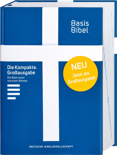 Jetzt auch in großer Schrift! Darauf haben viele gewartet: Für alle, die sich die BasisBibel mit größerer Schrift gewünscht haben, gibt es jetzt die Großausgabe. Die Großausgabe basiert auf der Kompaktausgabe der BasisBibel, die Schrift ist aber ca. 25% größer als in der Standardausgabe. So fällt das Lesen noch leichter. Auch das verwendete Papier ist etwas stabiler. Die hochwertig gebundene Ausgabe ist hinsichtlich Ausstattung und Zusatzinhalten identisch mit der Kompaktausgabe. Sie enthält die Einleitung in den Umgang mit der Bibel, farbige Karten und zusätzliches Material. Das Format der Großausgabe entspricht in etwa dem Format der »BasisBibel. Die Komfortable«.